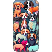 Teknomeg Samsung Galaxy J3 Pro Uyumlu Sevimli Pastel Köpekler Desenli Silikon Kılıf
