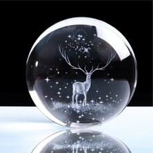 Keyfim Shop Geyik Temalı 3D Renkli Işıklı Cam Küre