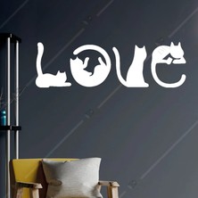 Emach Dizayn Kedi Figürlü Love Yazısı Duvar Dekorasyon