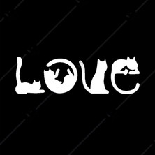 Emach Dizayn Kedi Figürlü Love Yazısı Duvar Dekorasyon
