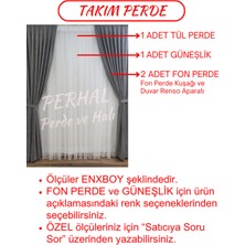 Perhal Tül Perde Fon Perde Güneşlik Takım Perde, 1-3 Sık Pile Tül Güneşlik Fon Hepsi Bir Arada Takım