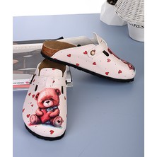 Aziz Şahin Shoes 8045 Tatlı Ayıcık Desenli Sabo Terlik