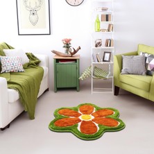 Miqna Studio Çiçek Yıkanabilir Dekoratif El Yapımı Halı 90X90 cm