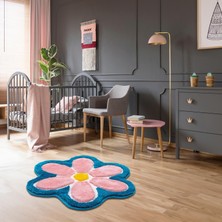 Miqna Studio Çiçek Yıkanabilir Dekoratif El Yapımı Halı 90X90 cm