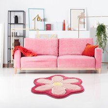 Miqna Studio Çiçek Yıkanabilir Dekoratif El Yapımı Halı 90X90 cm