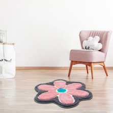 Miqna Studio Çiçek Yıkanabilir Dekoratif El Yapımı Halı 90X90 cm