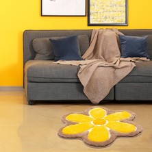 Miqna Studio Çiçek Yıkanabilir Dekoratif El Yapımı Halı 90X90 cm