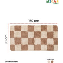 Miqna Studio Dama Desenli Dikdörtgen Halı, El Yapımı, Yıkanabilir, Kaymaz Taban, Dekoratif, 80X150CM, 100X160CM