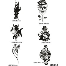 Airbrush Tattoo Para ve Yaşam 6 Adet Geçici Dövme Şablonu Spreysiz Sadece Stencil