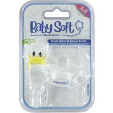 BabySoft Askılı Silikon Damaklı Emzik 6-18 Ay Beyaz