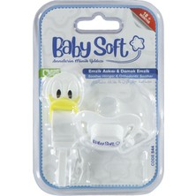 BabySoft Askılı Silikon Damaklı Emzik 0-6 Ay Beyaz