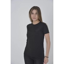 Aisha Elbise Gögüs Fileli Slim Fit T-Shirt - Siyah