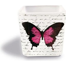 Tink Dekoratif Buzlu Cam Mumluk Kelebek Desen 8x8 cm (4 Adet)