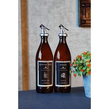 Khakma Amber 2'li 500 ml Zeytinyağı Sirke Şişesi Yağdanlık Yağlık 500U-SZ-SS 500U-SZ-SS