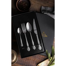 Khakma Mat Silver 4 Kişilik 16 Parça Çatal & Bıçak & Kaşık Takımı Kutulu Pasta Seti