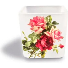 Tink Dekoratif Buzlu Cam Mumluk Vintage Güllü Desen 8x8 cm (4 Adet)