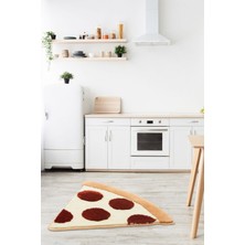 Miqna Studio Pizza Tasarım Halı, El Yapımı, Yıkanabilir, Kaymaz Taban, Dekoratif, Hediye, 90X75 cm