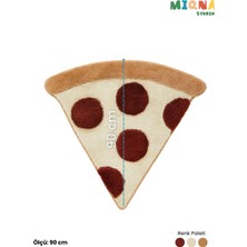 Miqna Studio Pizza Tasarım Halı, El Yapımı, Yıkanabilir, Kaymaz Taban, Dekoratif, Hediye, 90X75 cm