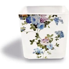 Tink Dekoratif Buzlu Cam Mumluk Mavi Çiçekler Desen 8x8 cm (4 Adet)