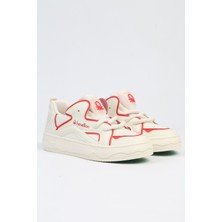 Benetton Benetton® | Bnı-10100 Bej Kirmizi -Ithal Kadın Spor Ayakkabı