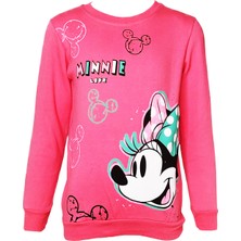 Urz Kids Kız Çocuk Kışlık Minnie Mouse Baskılı Şardonlu Sweatshirt Kız Çocuk Uzun Kollu Tişört