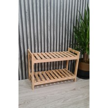 Egn Wood's 2'li Ahşap Ayakkabılık,banyo Düzenleyici Raf, Çiçeklik 60*25*40