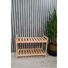 Egn Wood's 2'li Ahşap Ayakkabılık,banyo Düzenleyici Raf, Çiçeklik 60*25*40