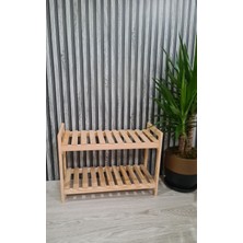 Egn Wood's 2'li Ahşap Ayakkabılık,banyo Düzenleyici Raf, Çiçeklik 60*25*40