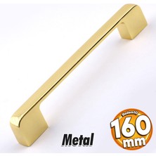 Badem10 Arel Kulp Mobilya Mutfak Dolabı Çekmece Dolap Kulpları Kapak Kulpu Kulbu Gold Altın 160 mm Metal