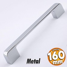 Badem10 Arel Kulp Mobilya Mutfak Dolabı Çekmece Dolap Kulpları Kapak Kulpu Kulbu Krom Renk 160 mm Metal
