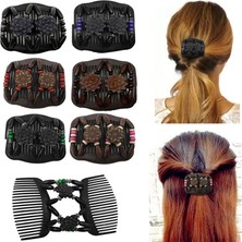 Mingming Shop No.4 Tarzı Moda Profesyonel Ahşap Haircomb Bayanlar Sihirli Boncuk Esneklik Çift Klip Boncuk Dize Kelepçe Sıkı Saç Tarakları Aksesuarları (Yurt Dışından)