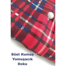 Rye Butik Kırmızı Süet Kadın Düğmeli Pijama Takım