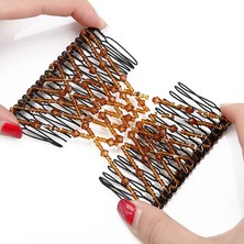 Mingming Shop Kahverengi Tarzı 1 Adet Kadın Elastik Sihirli Dıy Toll Vintage Moda Kafa Saç Makinesi Bun Saç Combs Metal Tokalar Kadınlar Için Saç Aksesuarları (Yurt Dışından)