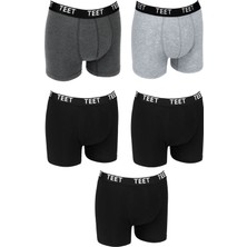 Teet Erkek Boxer Pamuklu Desenli Deluxe 5'li Set