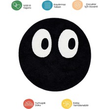 Miqna Studio Şaşkın Yüz Emoji Göz Tasarım Halı, El Yapımı, Yıkanabilir, Kaymaz Taban, Dekoratif, Hediye, 90X90 cm