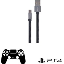 Philips Playstation 4 Ile Uyumlu Joystick Şarj Kablosu 3A 60W Usba To Micro Deri Kaplama Hızlı Şarj Data Kablosu DLC2518B/97