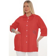 Lady Majestic Büyük Beden Cepli Cotton Gömlek