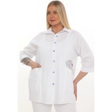 Lady Majestic Büyük Beden Cepli Cotton Gömlek