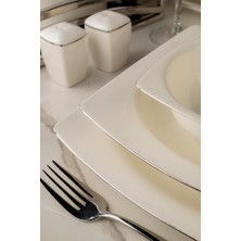 Kütahya Porselen Bone Mare 62 Parça 12 Kişilik Yemek Takımı Platin Fileli