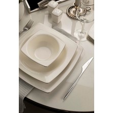 Kütahya Porselen Bone Mare 62 Parça 12 Kişilik Yemek Takımı Platin Fileli