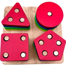 Hamaha Wooden Toys Doğal Ahşap Eğitici Oyuncak Kare 4'lü Sütun Geometrik Şekil HMH-048