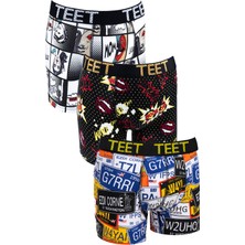 TEET Erkek Boxer Pamuklu Desenli Premium 9'lu Set