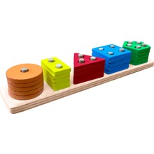 Hamaha Wooden Toys Doğal Ahşap Eğitici Oyuncak Dikdörtgen 5'li Sütun Geometrik Şekil HMH-055