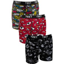 TEET Erkek Boxer Pamuklu Desenli 9'lu Set