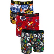 TEET Erkek Boxer Pamuklu Desenli 9'lu Set