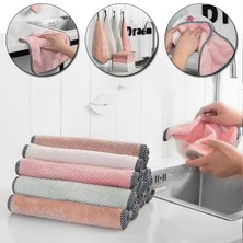 Zhaowen Shop Pembe Tarzı Super Absorbent Kitchen Towels Soft Microfiber Cleaning Cloths Non-Stick Oil Dish Cloth Rags For Kitchen Household Dish Towel (Yurt Dışından)