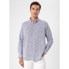 Süvari Regular Fit Düğmeli Yaka Düz Lacivert Erkek Gömlek GM1008300078