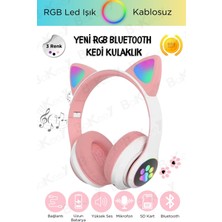 Bakeey Yetişkin Kulaklık LED Işıklı Mikronlu Hafıza Kartı Aux Girişli Kablosuz Bluetooth Kedi Kulaklık