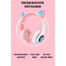 Bakeey Yetişkin Kulaklık LED Işıklı Mikronlu Hafıza Kartı Aux Girişli Kablosuz Bluetooth Kedi Kulaklık