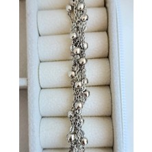 Eva Takı Top Zincir Modüler Örme Çelik Zincir Uzun Konsept Silver Renk Kolye